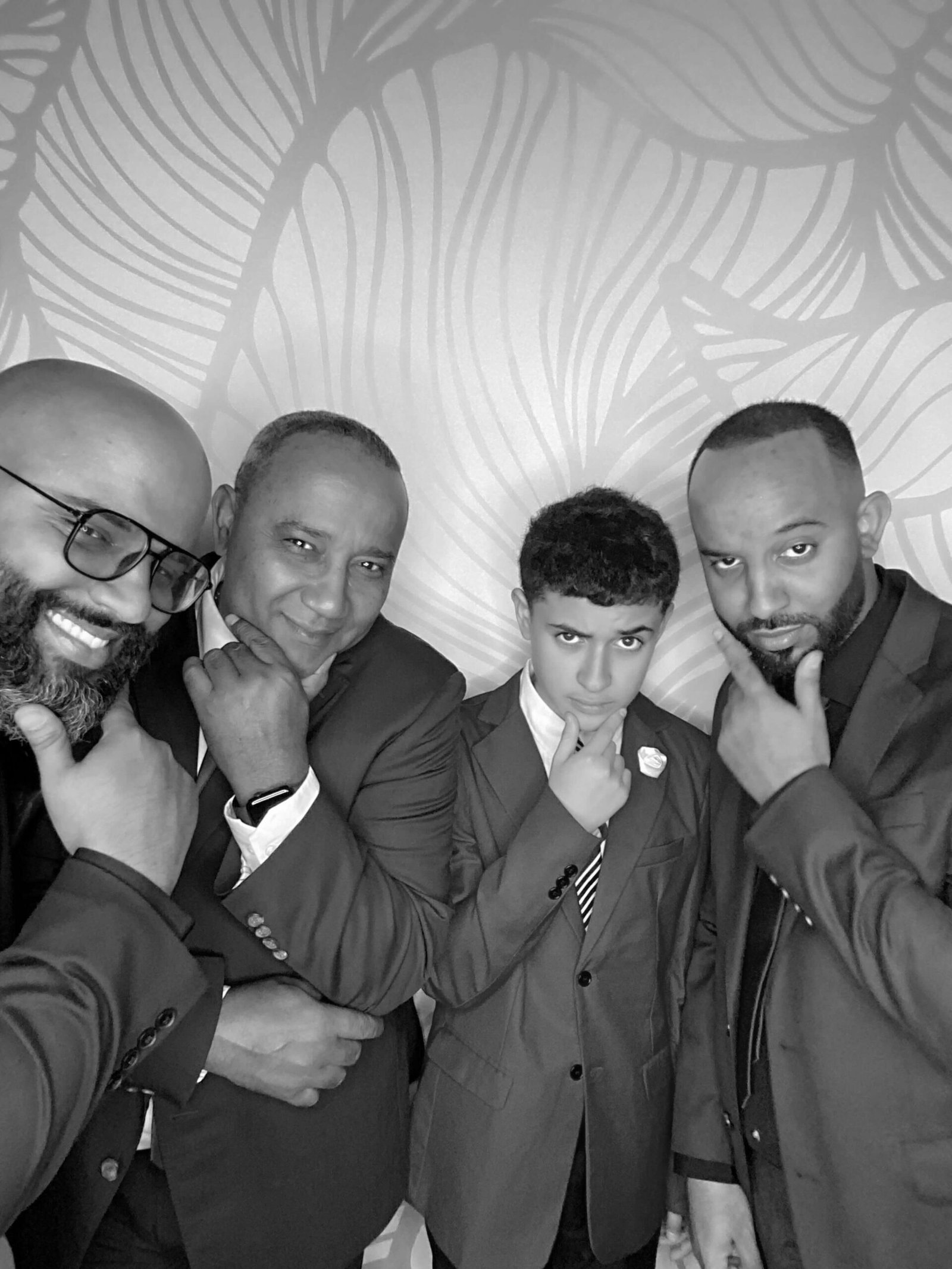 Black and white photo of guests at Social Studio