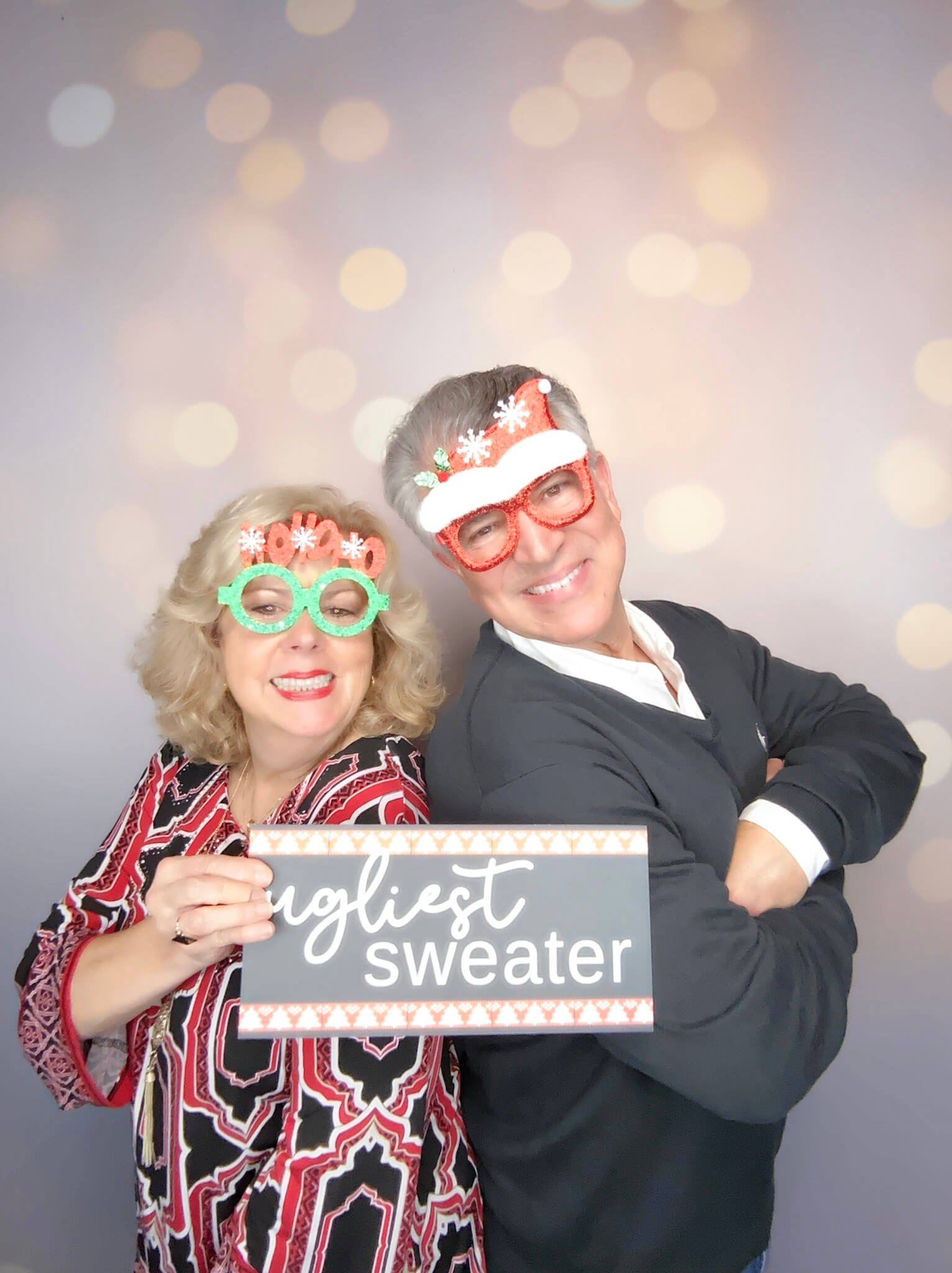 Holiday party couple portrait