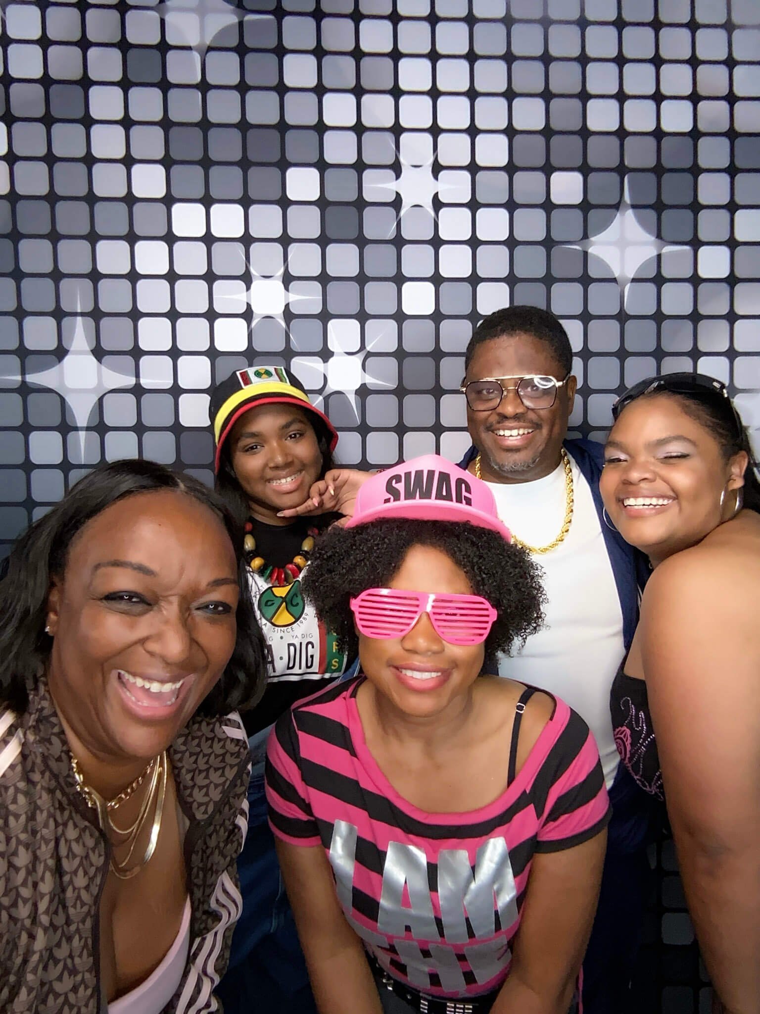 Eighties themed graduation family