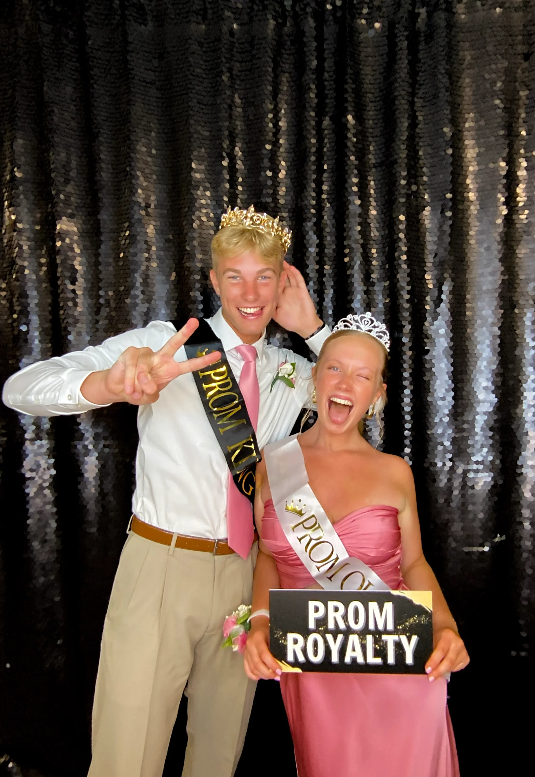 Students enjoying school photo booth experience