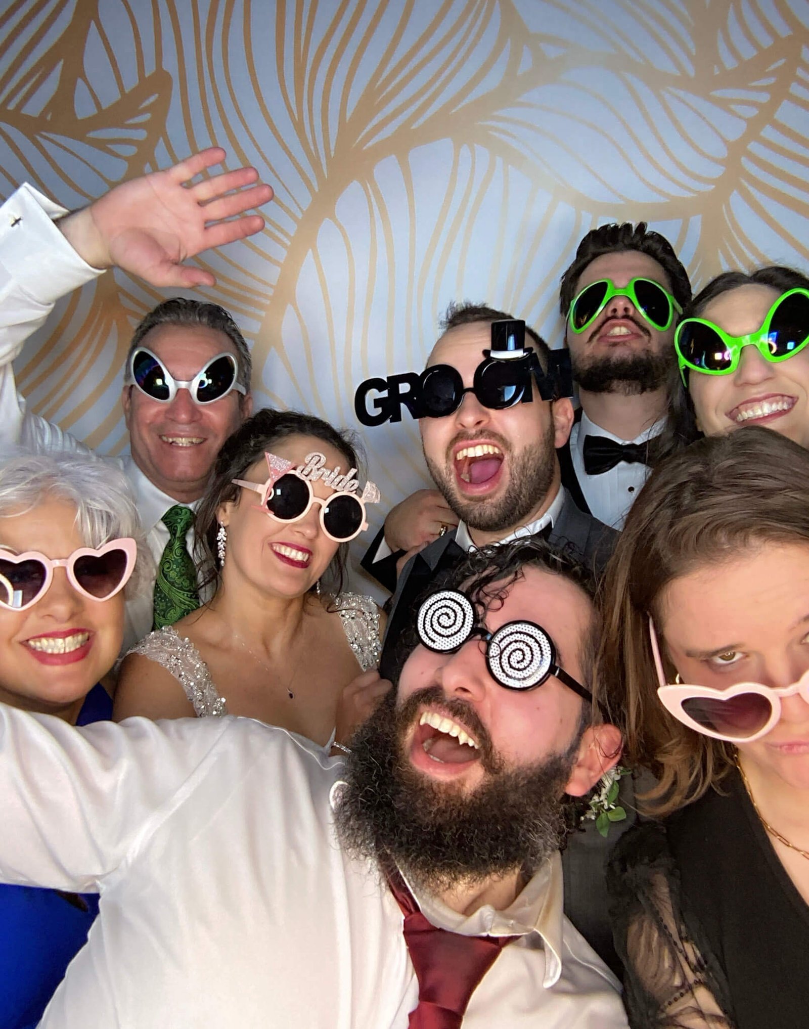 Wedding reception crowd celebration